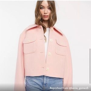 buttoned patch pocket wool jacket